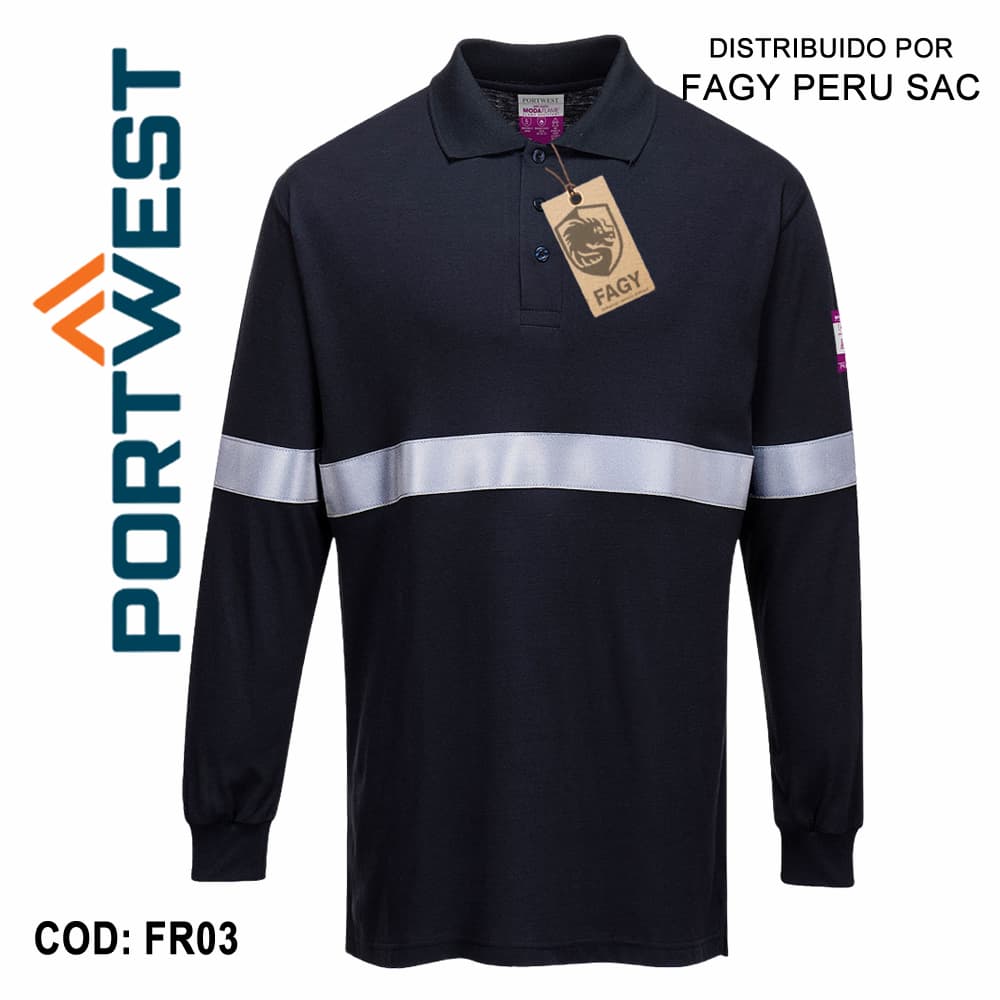 Polo de manga larga resistente a la llama FR03 - PORTWEST