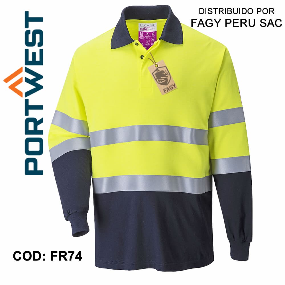 Polo bicolor ignífugo y antiestático FR74 - PORTWEST