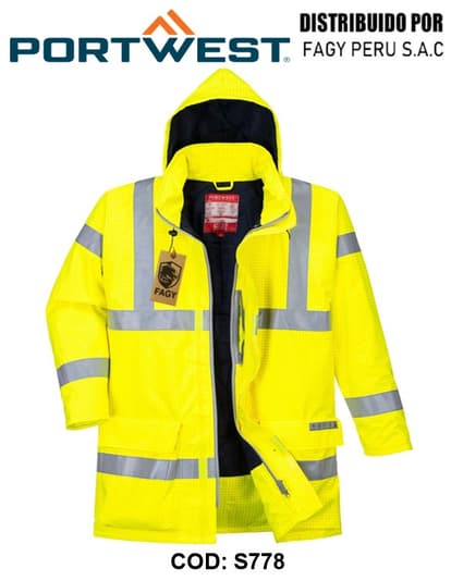 Parka de alta visibilidad, ignífuga y antiestática Bizflame Rain S778 - PORTWEST