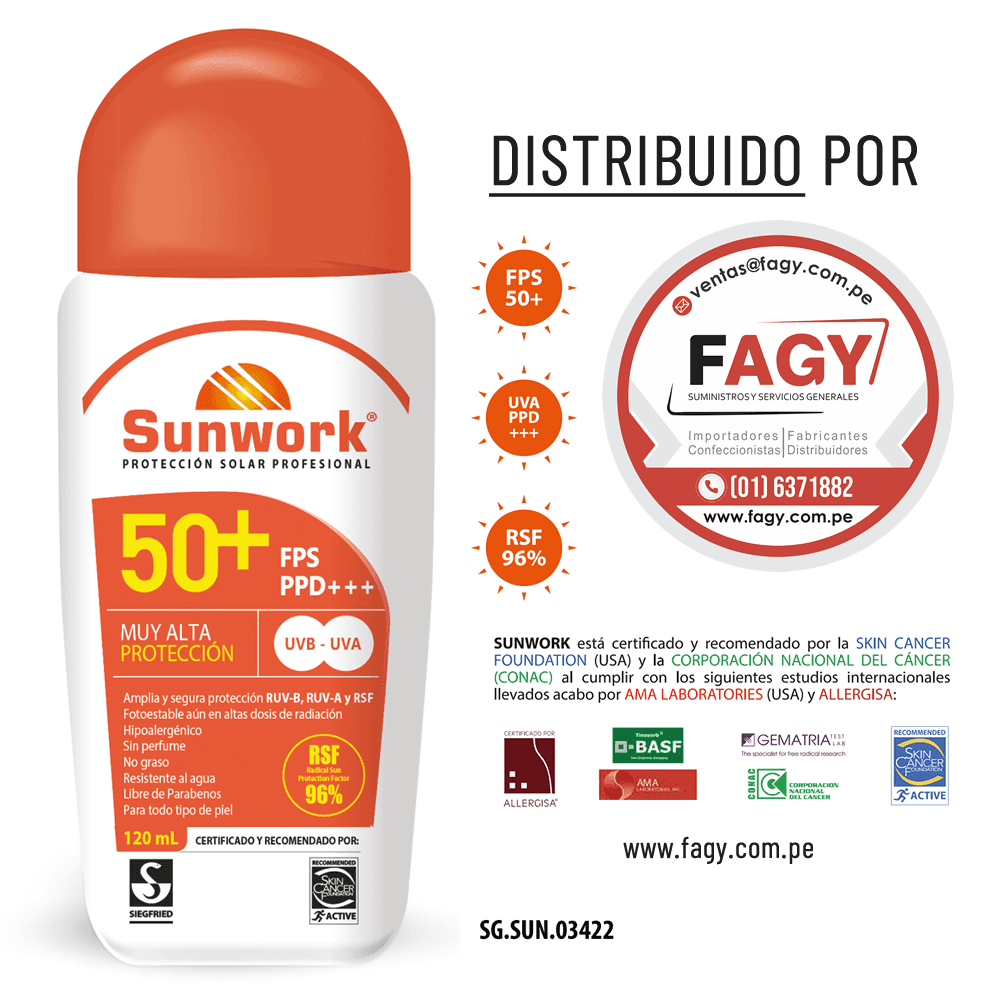 Bloqueador Solar Sunwork Fps 50+ 120mlt - Sunwork