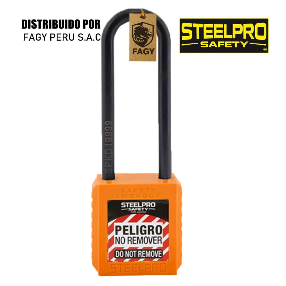 Candado x10 long dieléctrico Naranja - Steelpro