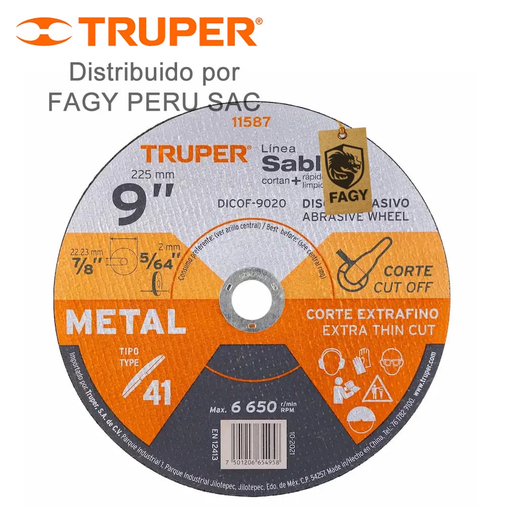 Disco 9″ corte de metal Truper 11587 - Truper