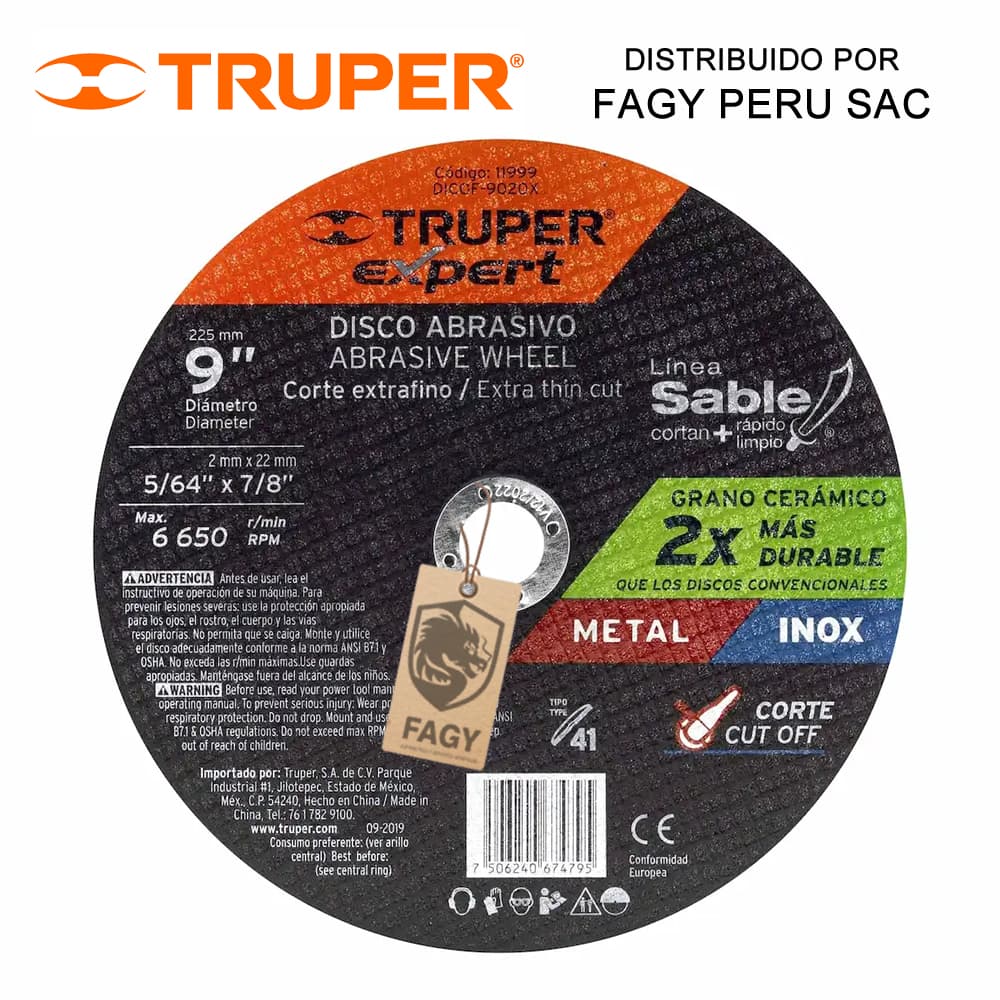 Disco 9″ corte de metal Truper 11999 - Truper