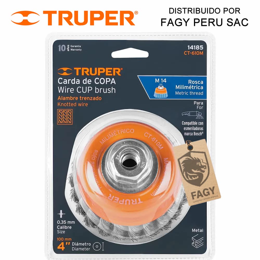 Escobilla tipo copa 4″ Truper 14185 - Truper