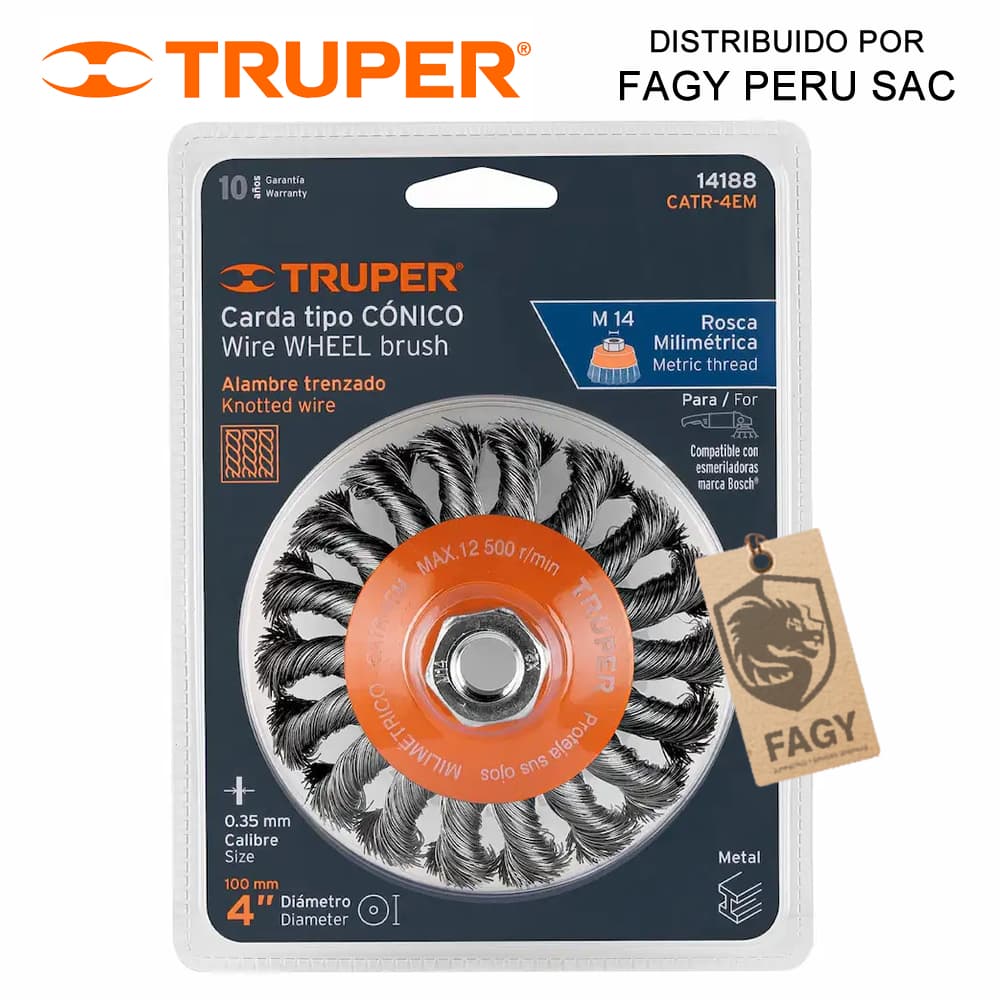 Escobilla tipo plato 4″ Truper 14188 - Truper
