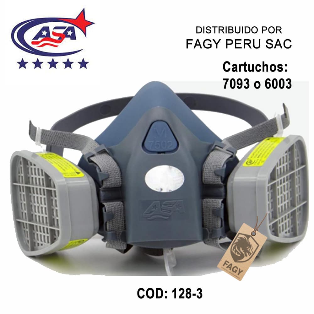 Respirador media cara doble cartucho de silicona Asa - ASA