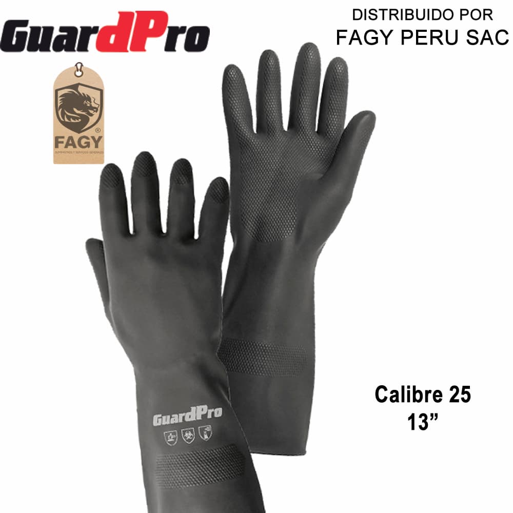 Guante de jebe calibre 25 largo 13″ guardpro - GuardPro