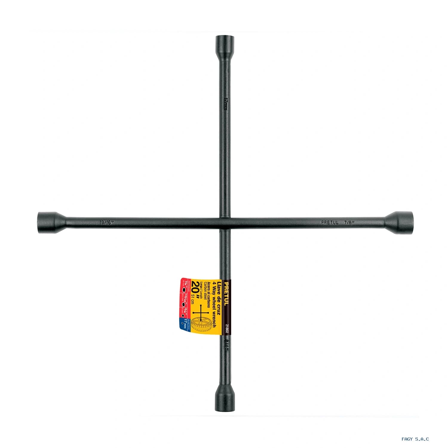 Llave de cruz 20", acabado negro mate, PRETUL 21802