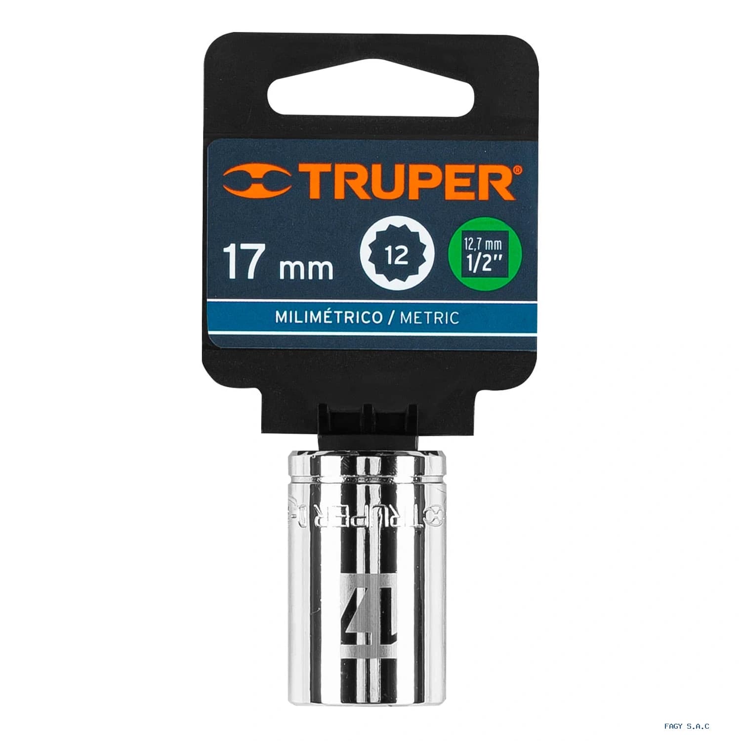 Dado de 17 mm, 12 puntas, cuadro 1/2", Truper 13531