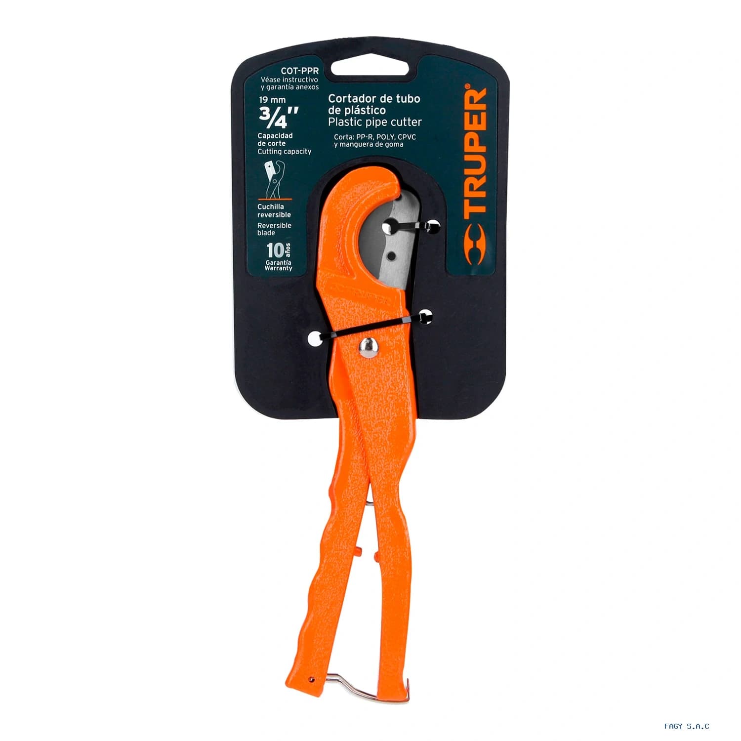 Cortador de tubo de plástico corte 3/4″ (19 mm) TRUPER 12857 - Truper