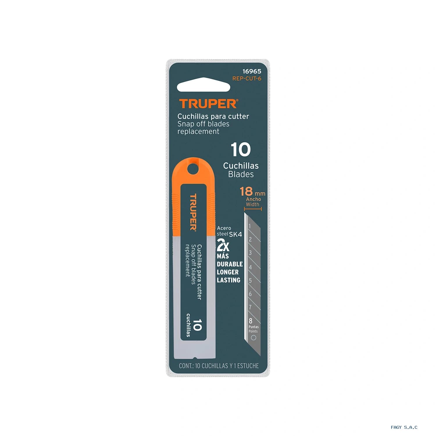 Estuche con 10 cuchillas SK4 de 18 mm para cutter Truper 16965 - Truper