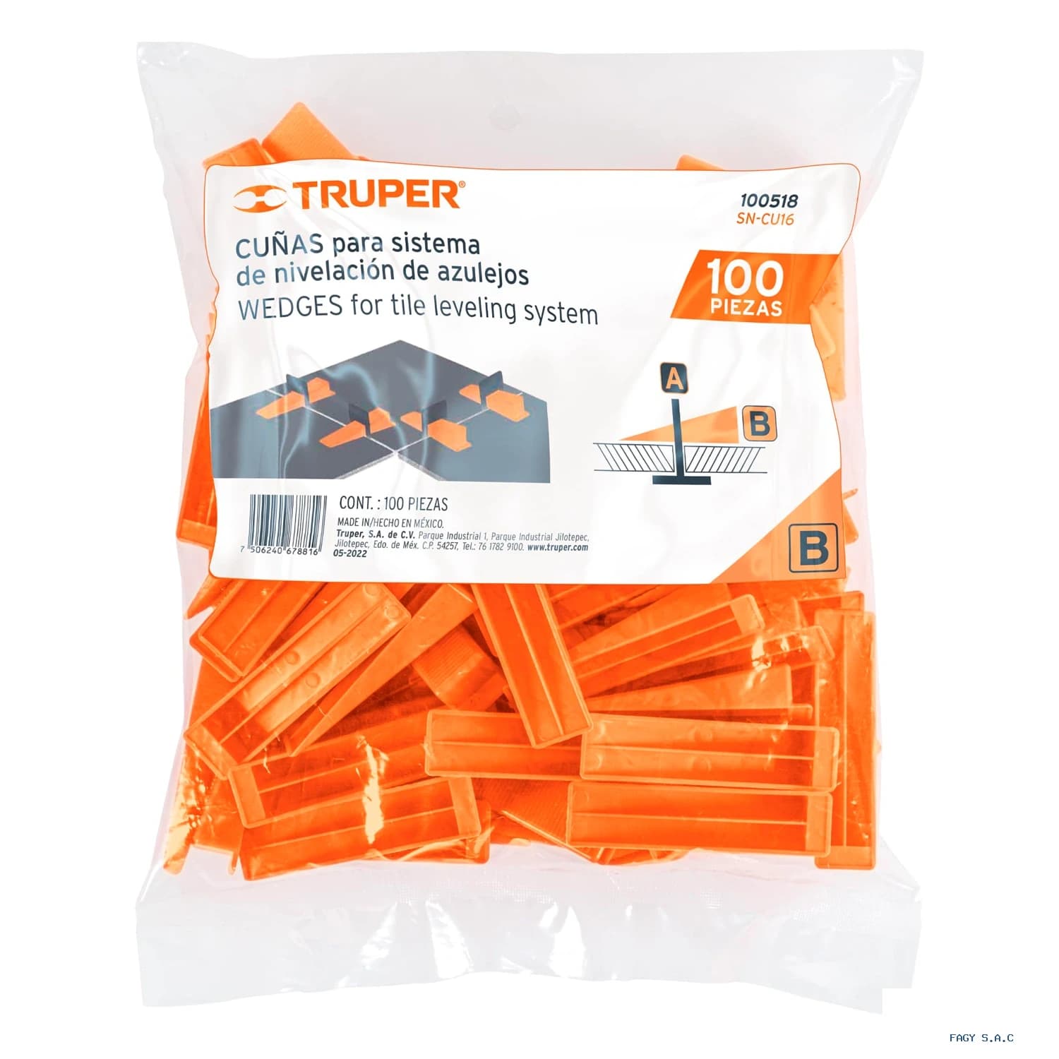 Bolsa con 100 cuñas para nivelación de azulejos TRUPER 100518 - Truper