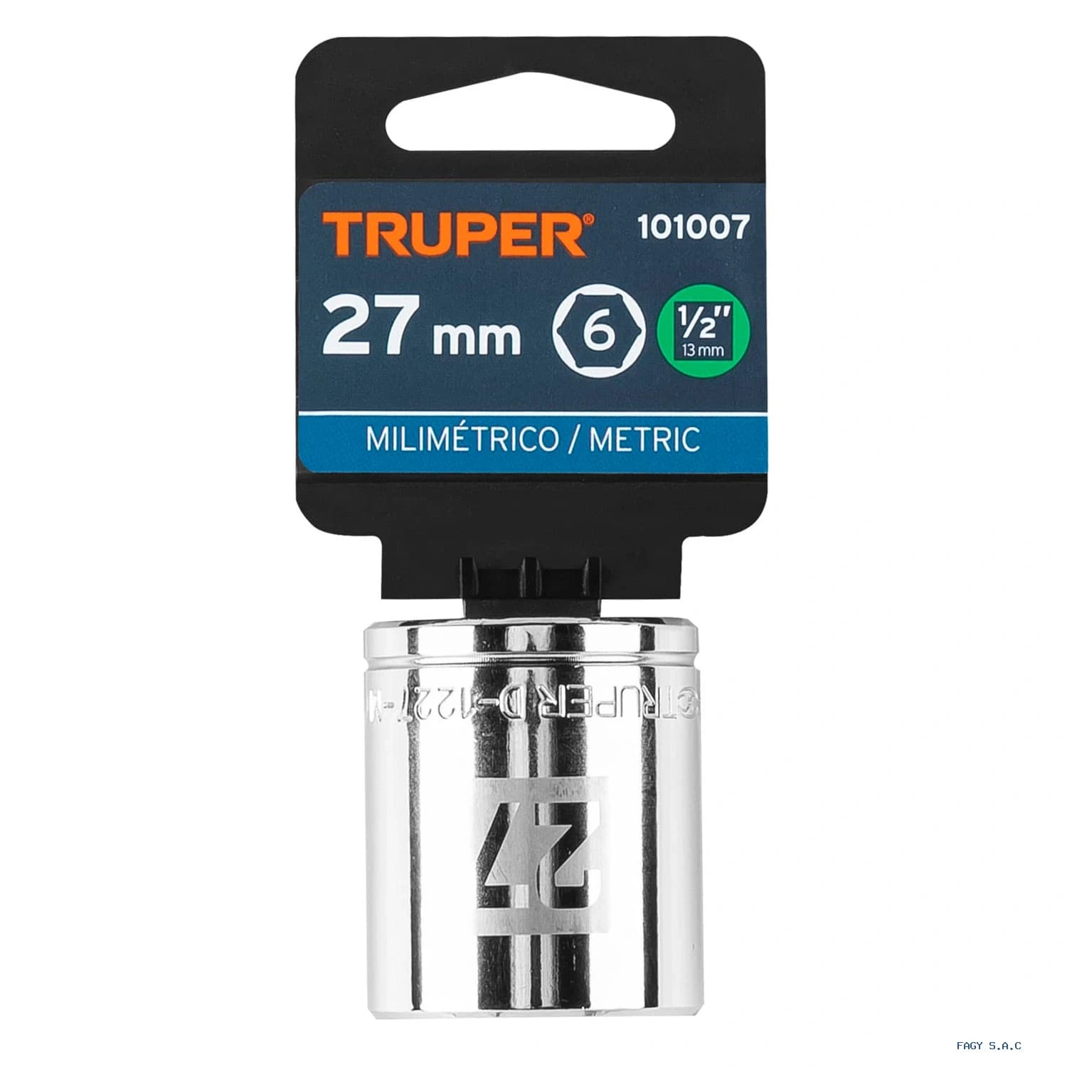Dado de 27 mm, 6 puntas, cuadro 1/2", Truper 101007