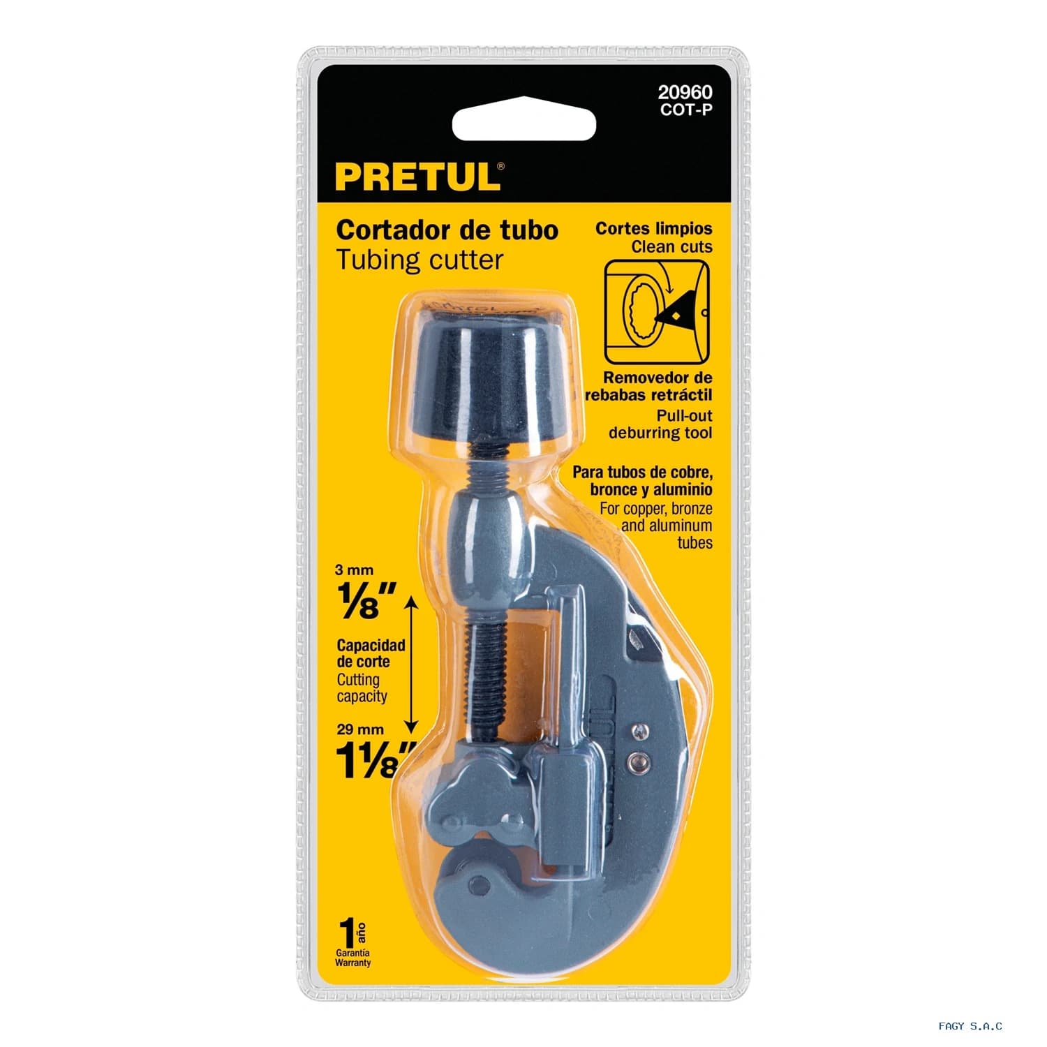 Cortador de tubo de cobre 1/8″ a 1-1/8″ cuchilla 17mm Pretul 20960 - Pretul