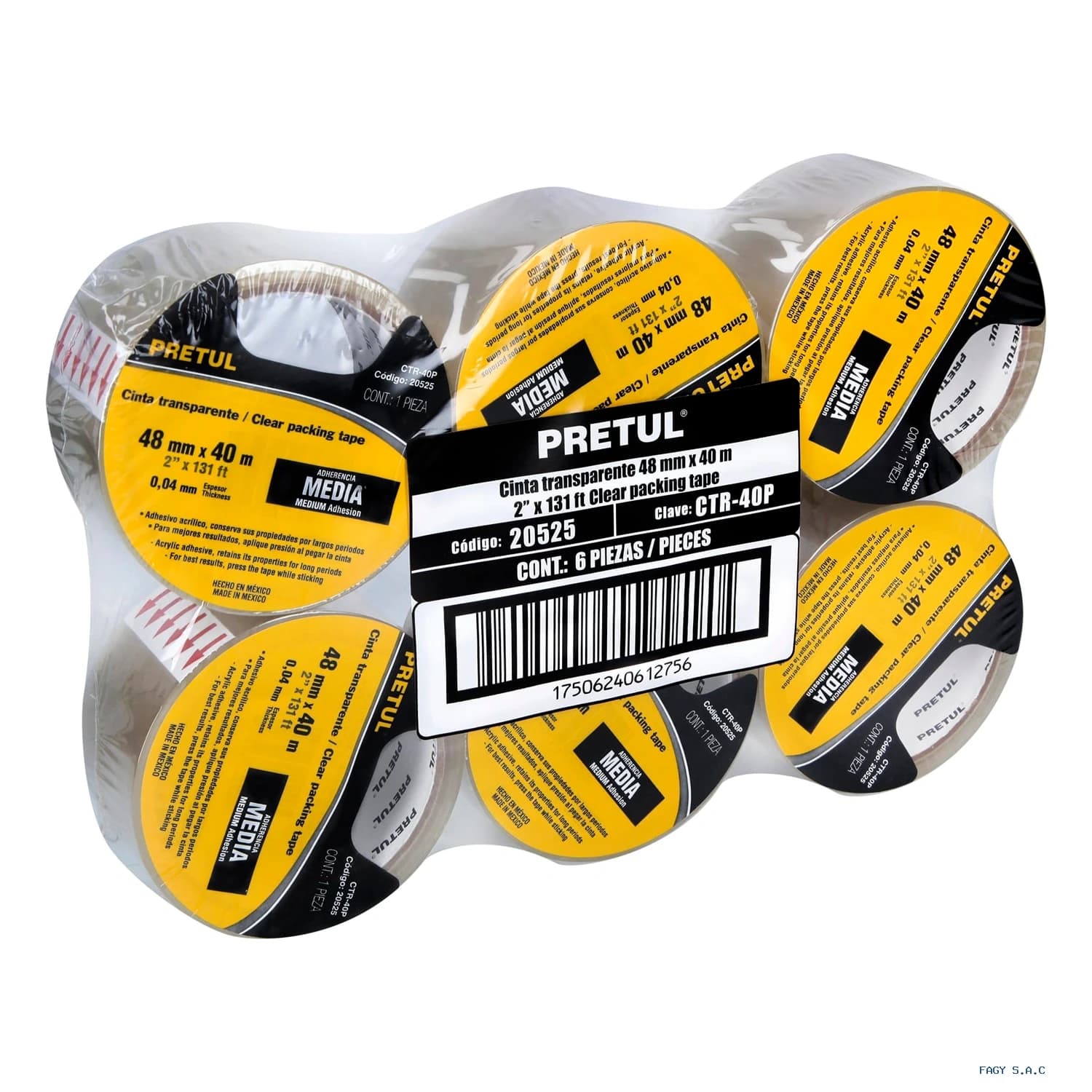 Cinta de empaque 48 mm x 40 m transparente Pretul 20525 - Truper
