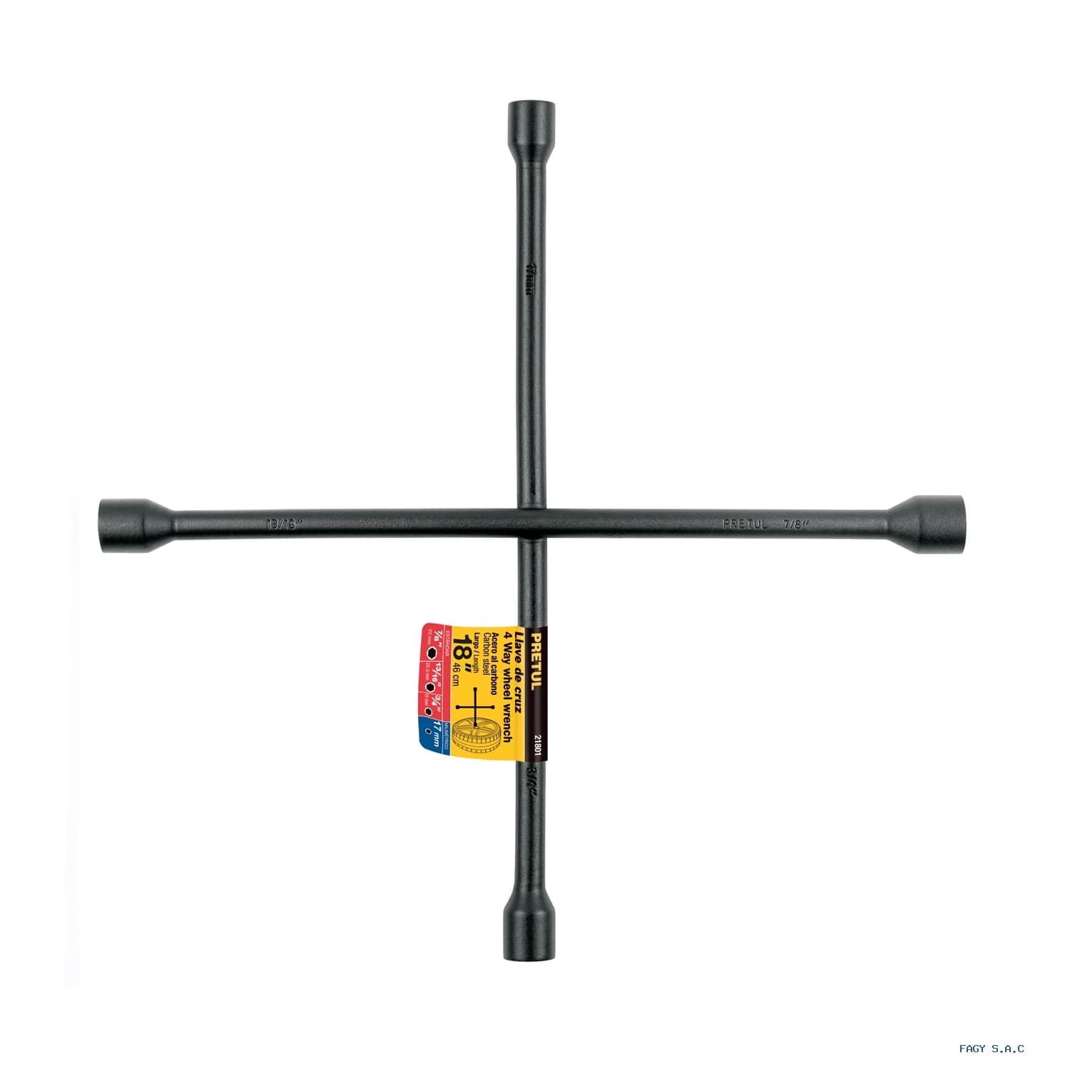 Llave de cruz 18", acabado negro mate, PRETUL 21801
