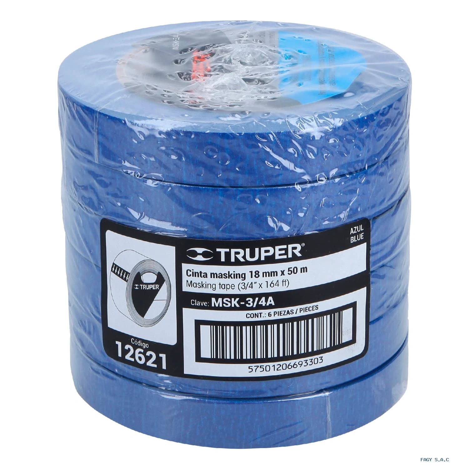 Cinta masking tape azul de 3/4″ x 50 m para pintor Truper 12621 - Truper