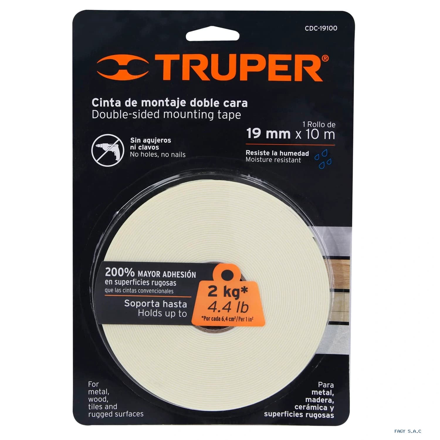 Cinta doble cara de 19 mm x 10 m Truper 11726 - Truper