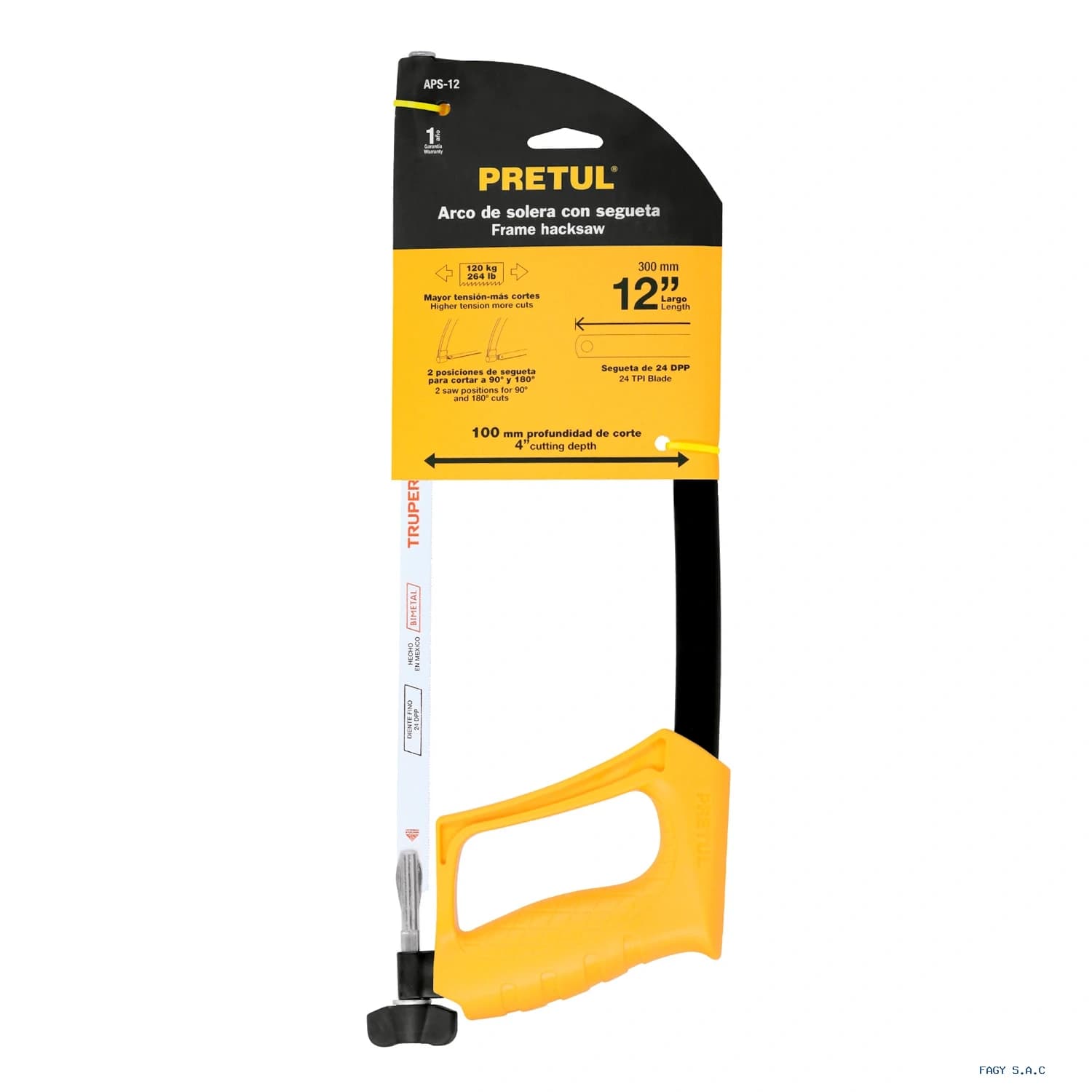 Arco 12" de solera para segueta, Pretul 20017