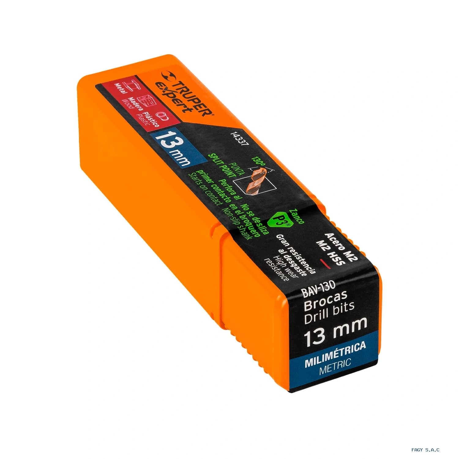 Broca HSS 13.0 mm Trugold para metal, Truper Expert 14337