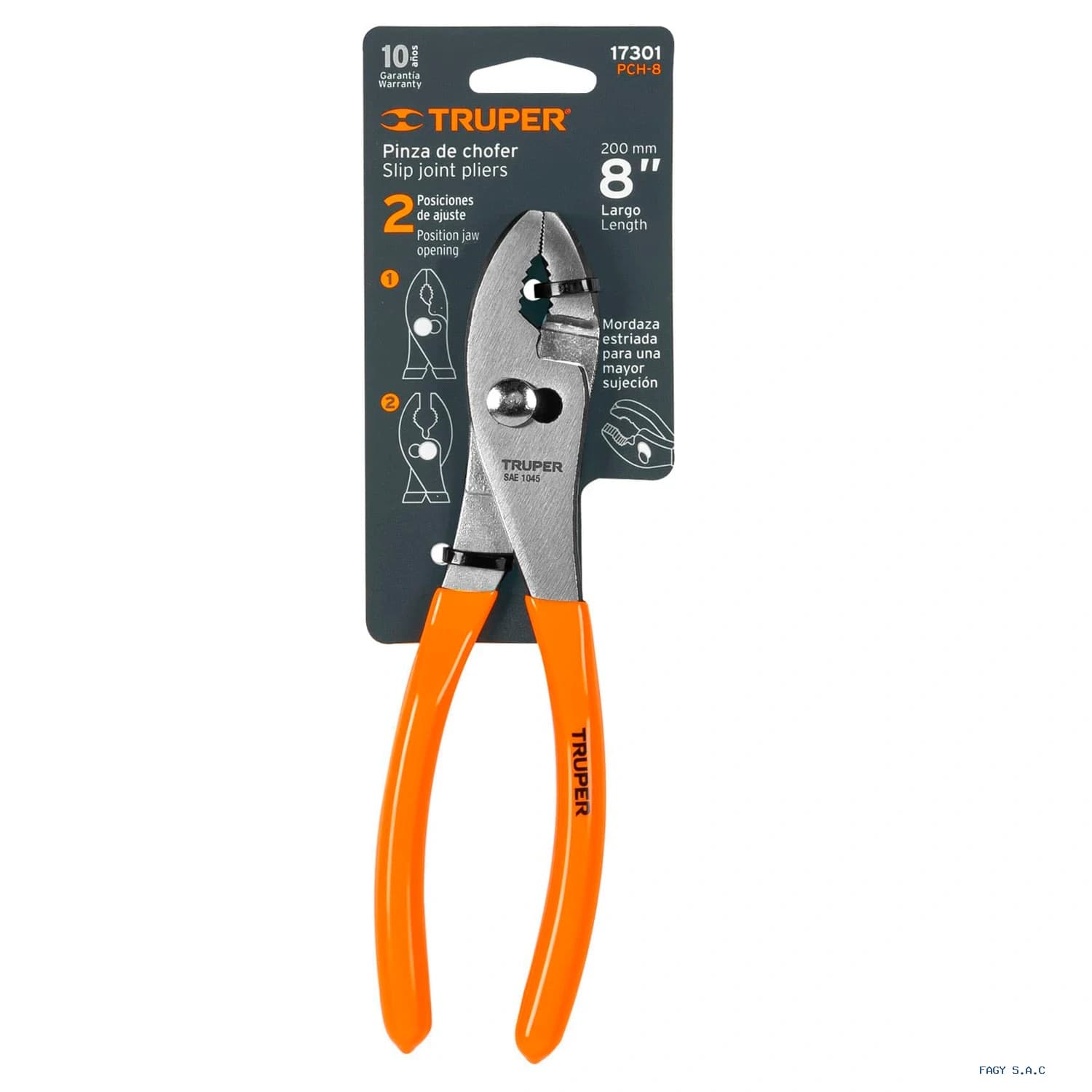 Alicate pinza de chofer 8" mango de PVC, Truper 17301