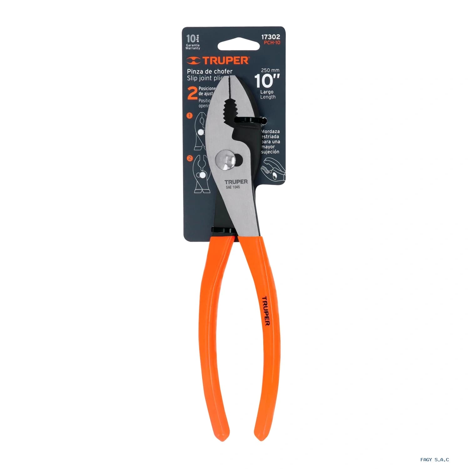 Alicate pinza de chofer 10" mango de PVC, Truper 17302