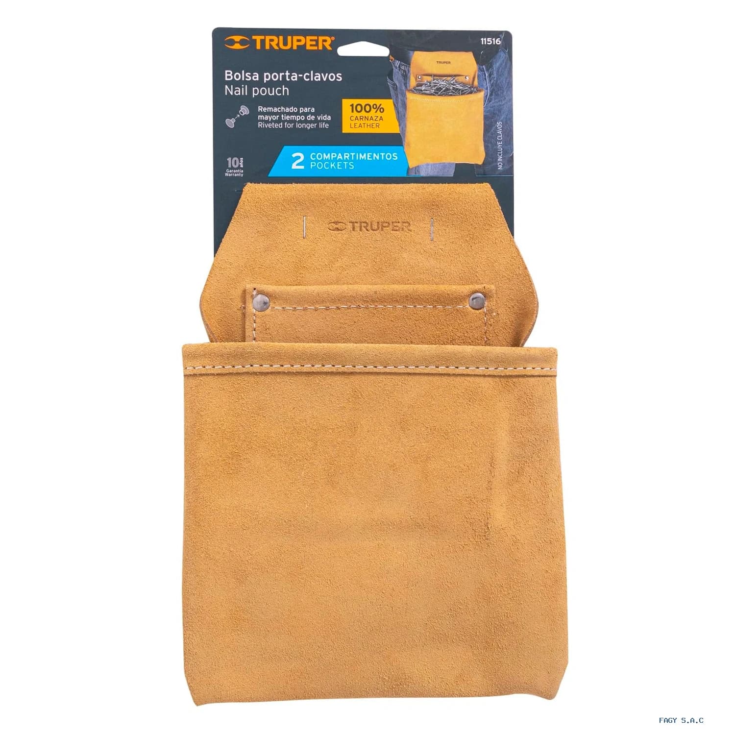 Porta herramientas de clavos con 2 compartimentos, Truper 11516