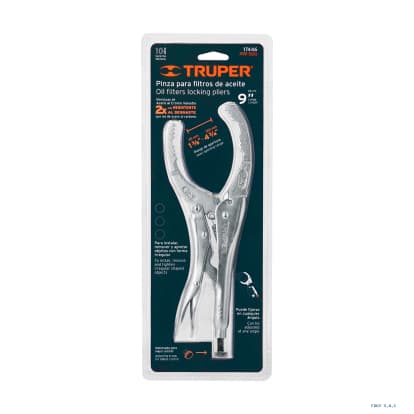 Alicate pinza de presión 9" para filtros de aceite, Truper 17446