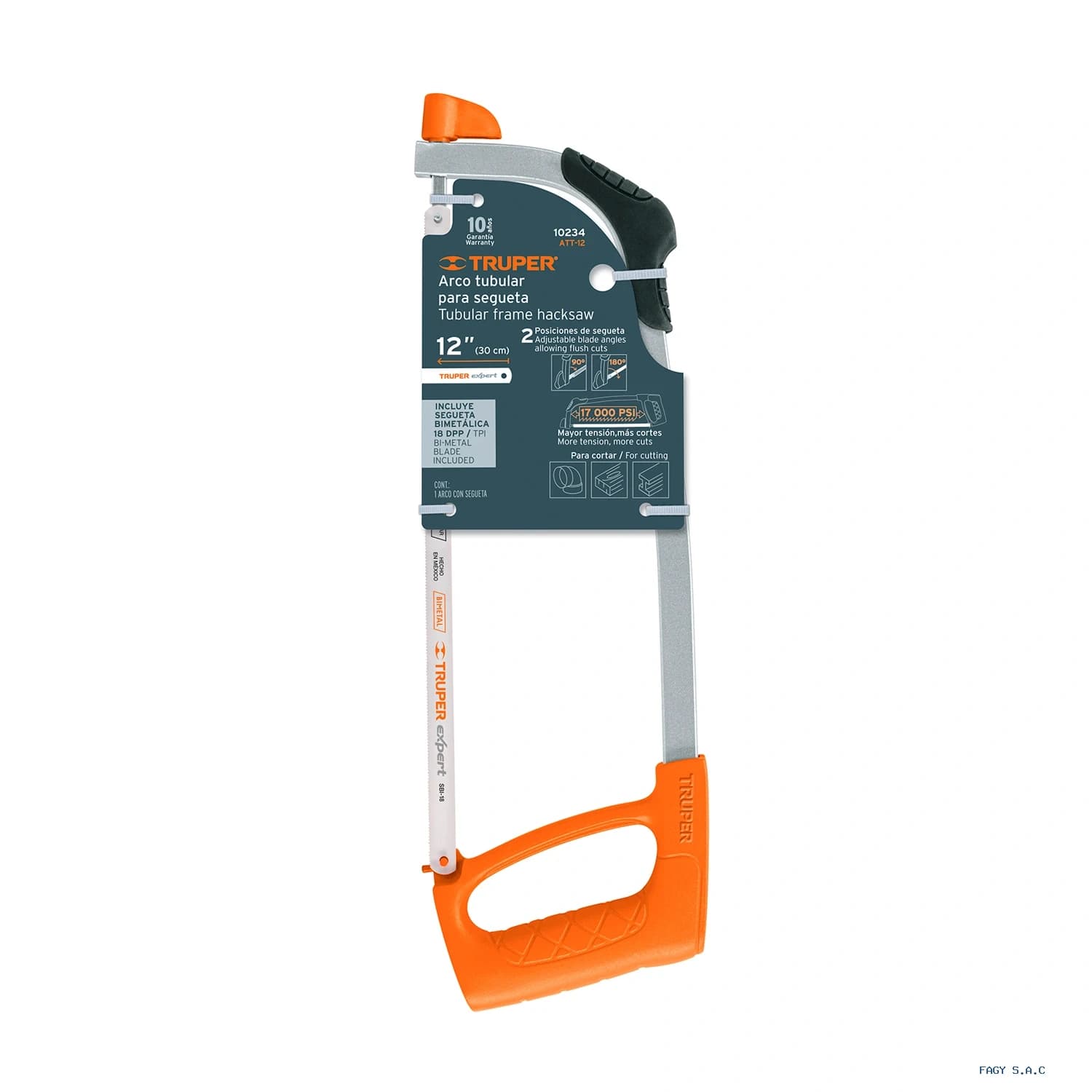 Arco 12" profesional tubular de acero para segueta, Truper 10234