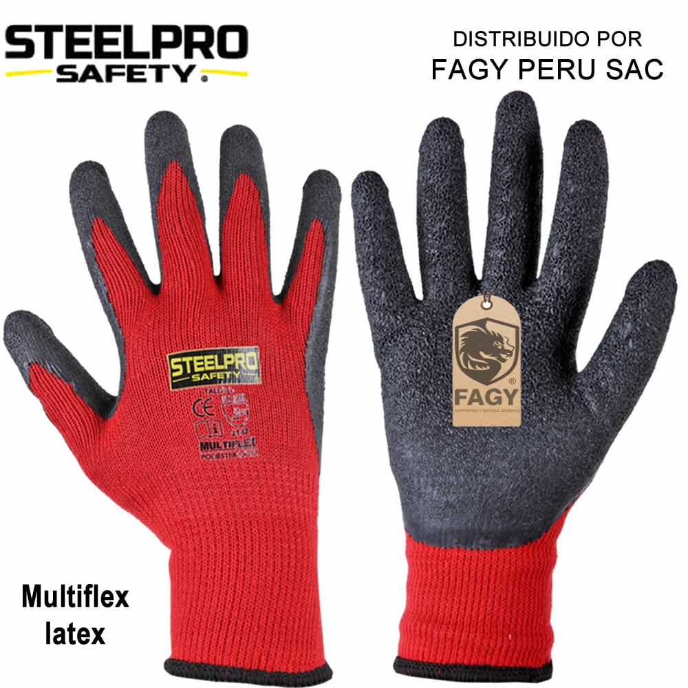 Guante multiflex latex rojo steelpro