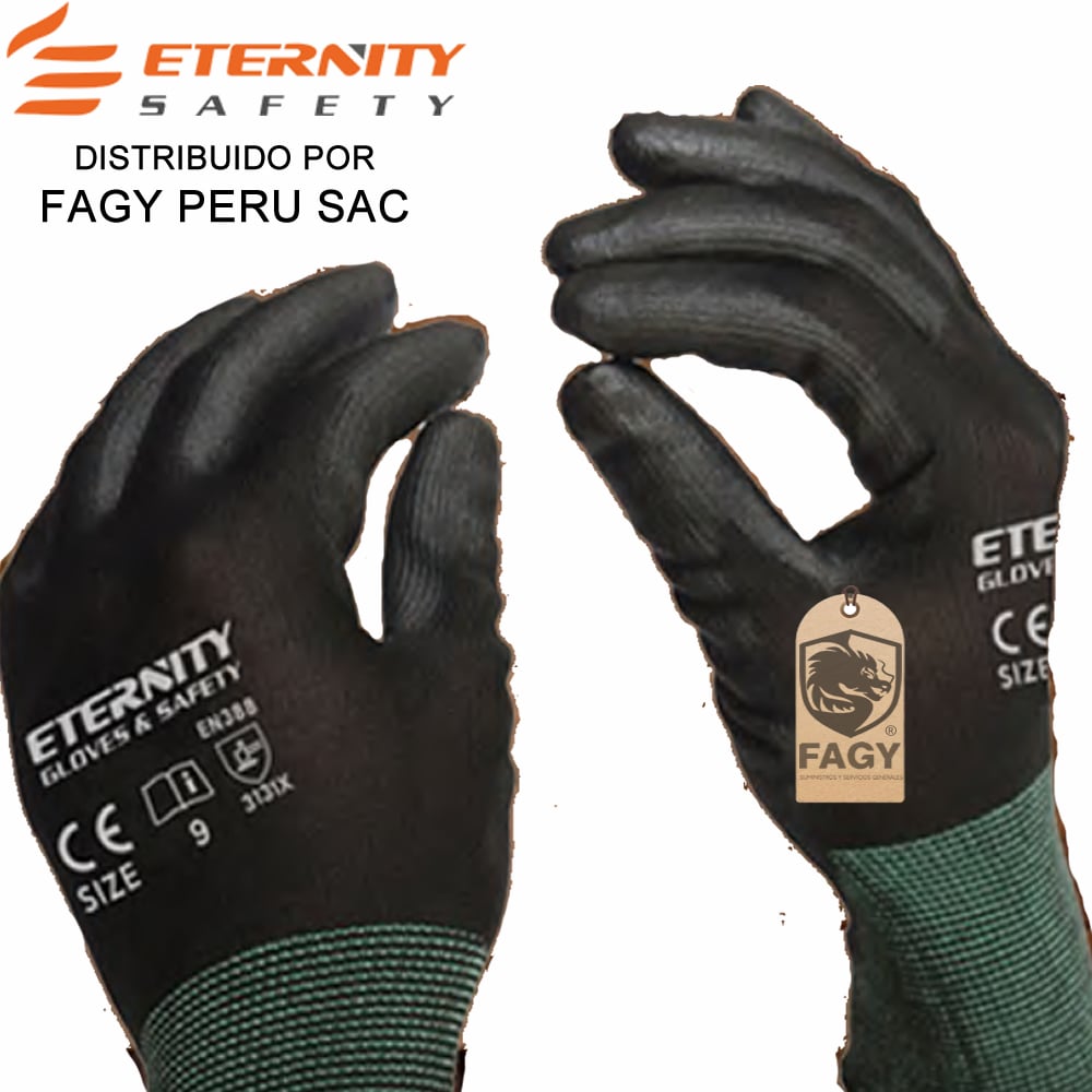 Guante palma de pu negro Eternity