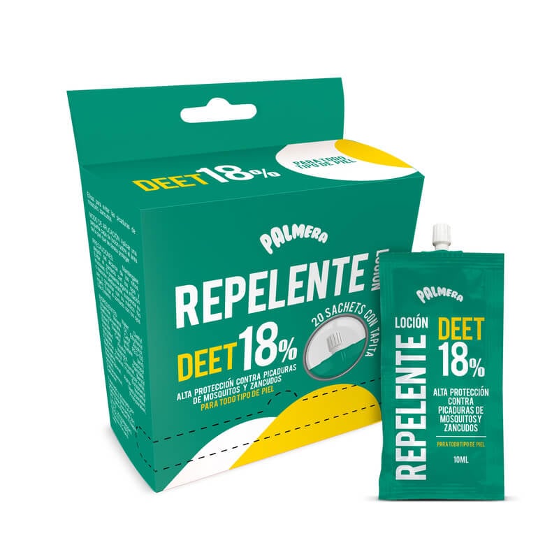 Repelente deet 18% palmera sachet