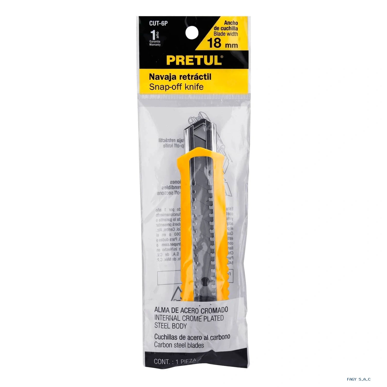 Cutter 18 mm plástico con alma metálica Pretul 22396