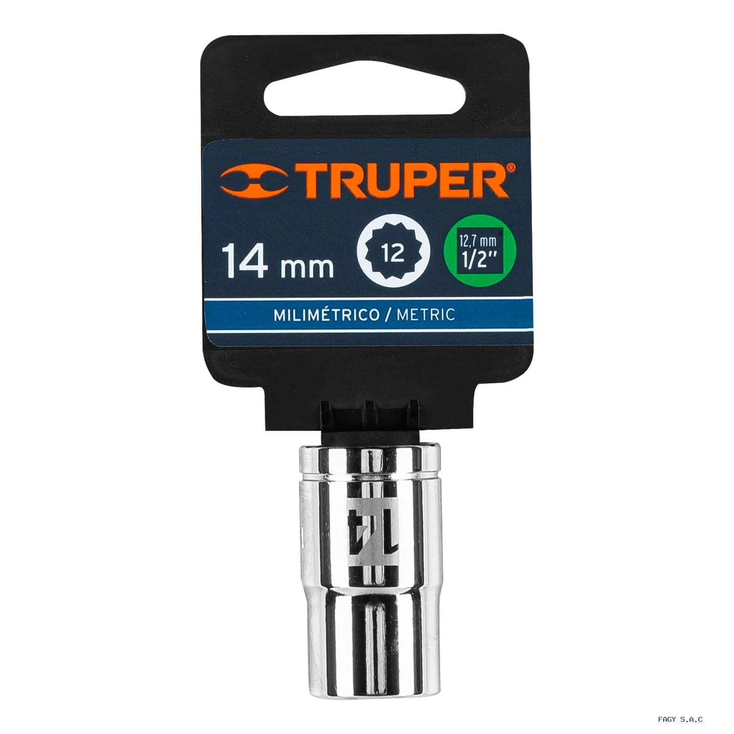 Dado de 14 mm, 12 puntas, cuadro 1/2", Truper 13528