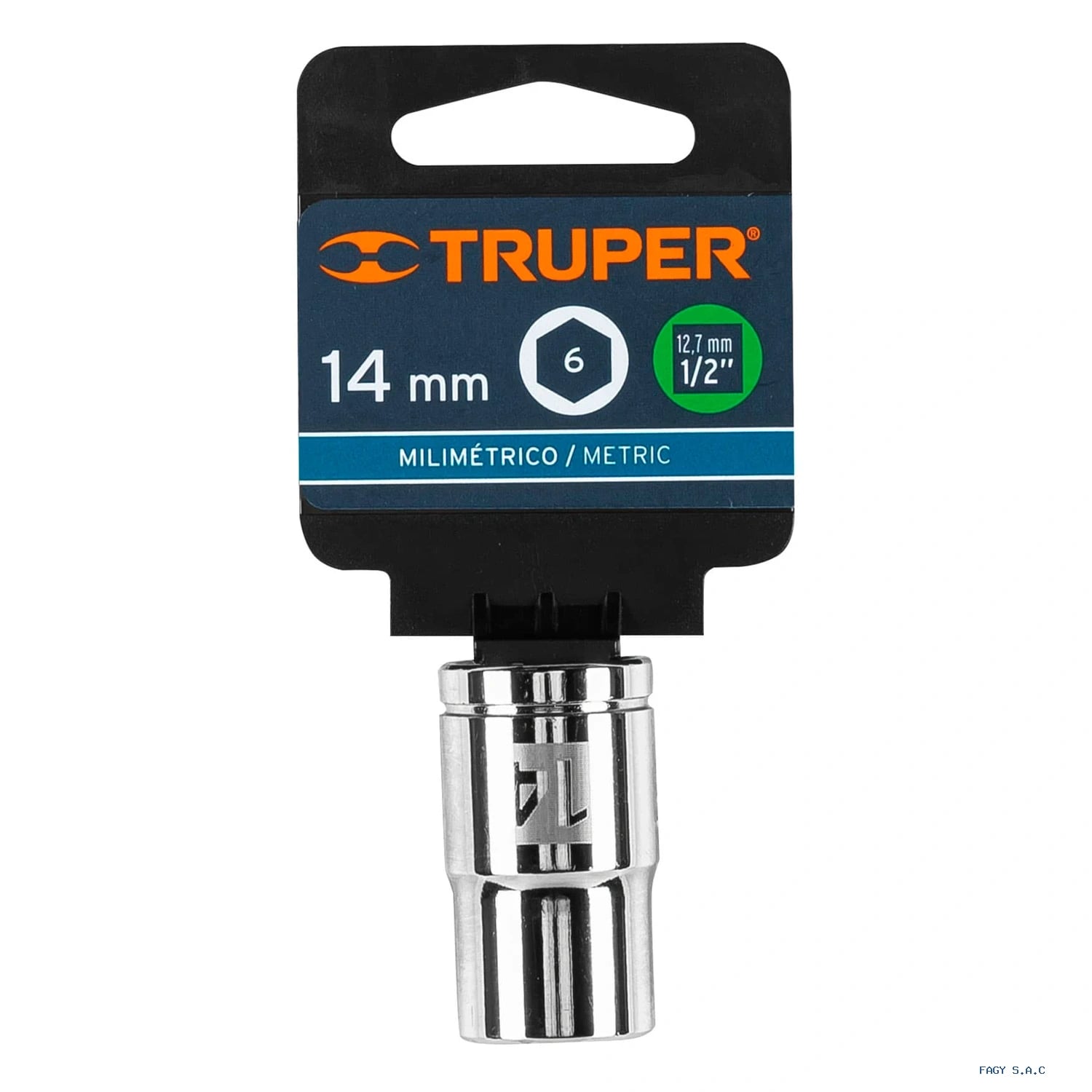 Dado de 14 mm, 6 puntas, cuadro 1/2", Truper 13264