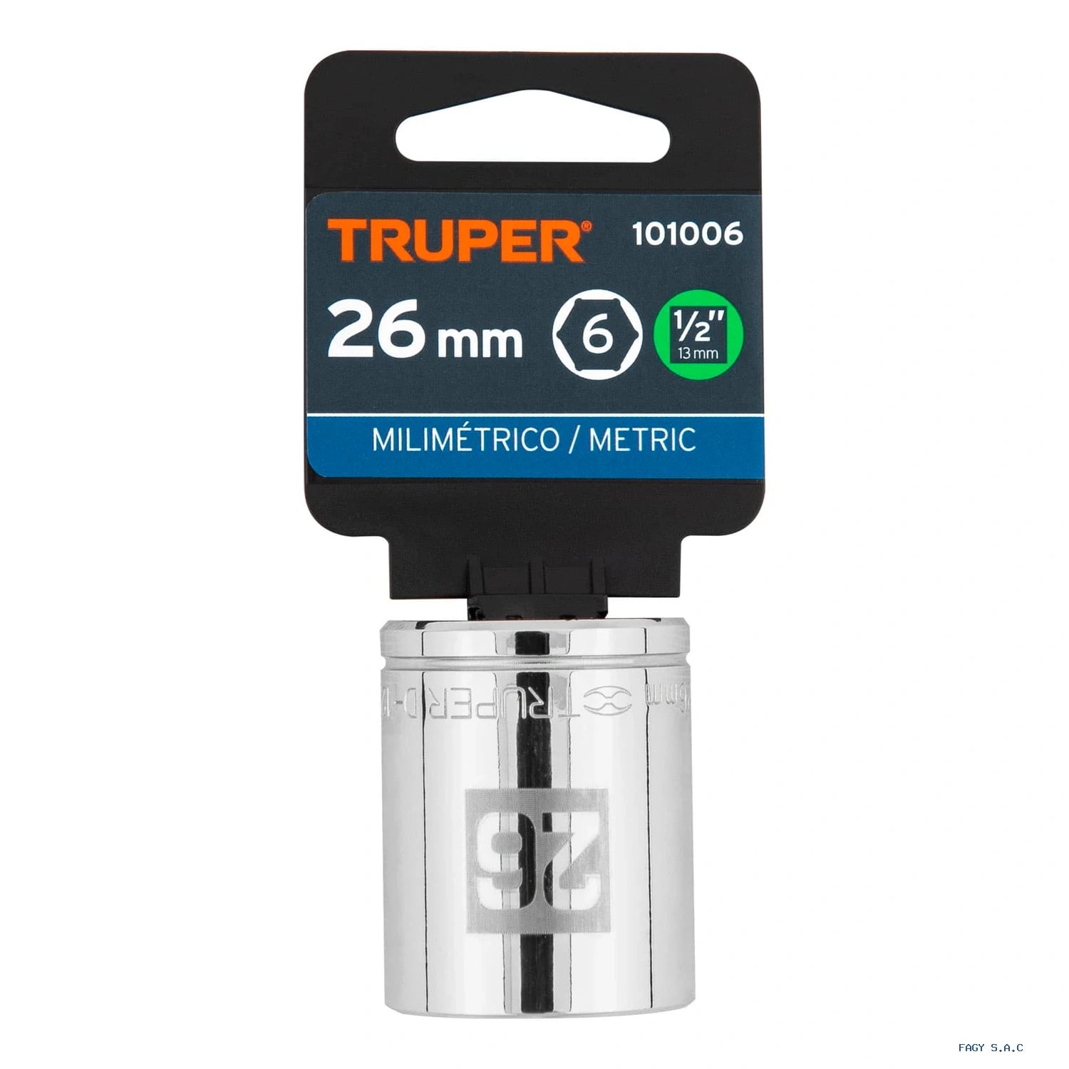 Dado de 26 mm 6 puntas cuadro 1/2″ Truper 101006