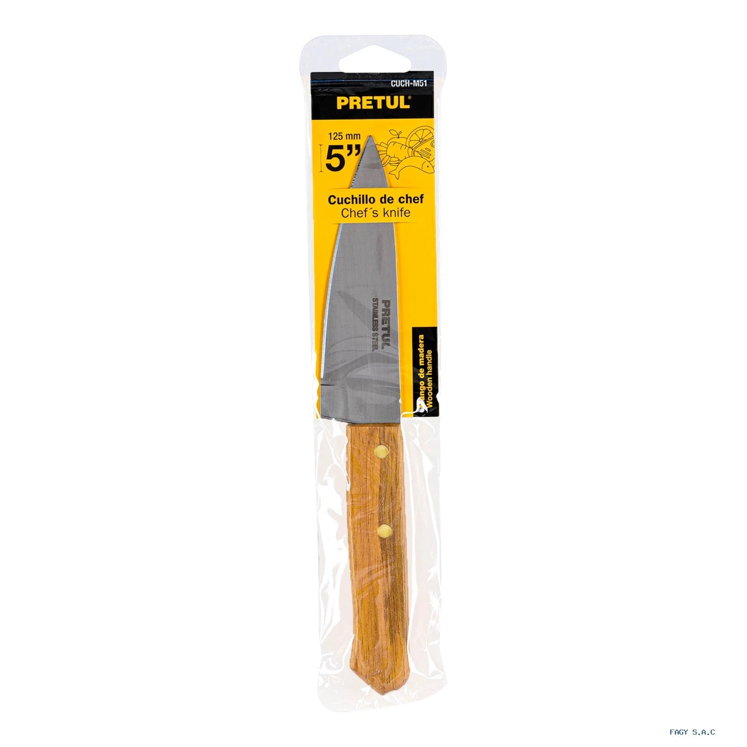 Cuchillo de chef 5″ mango de madera Pretul 23079