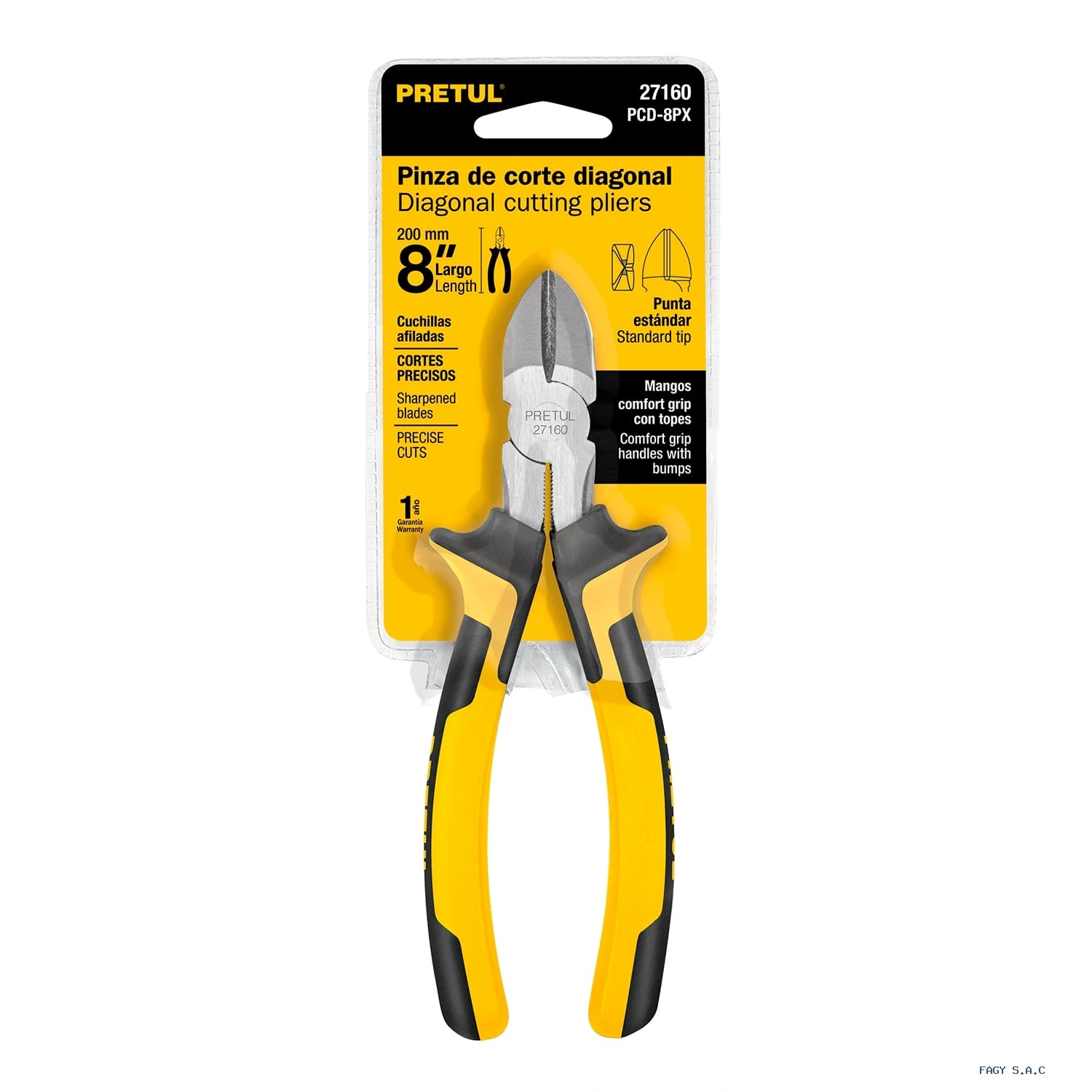 Alicate pinza de corte diagonal 8" mango Comfort Grip, Pretul 27160
