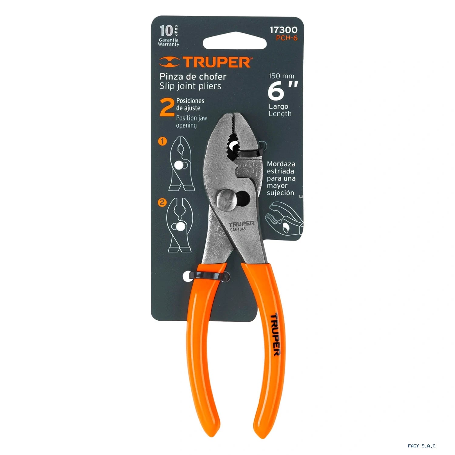 Alicate pinza de chofer 6" mango de PVC, Truper 17300