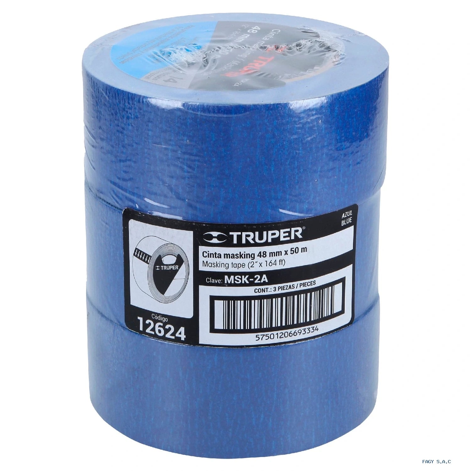 Cinta masking tape azul de 2″ x 50 m para pintor Truper 12624