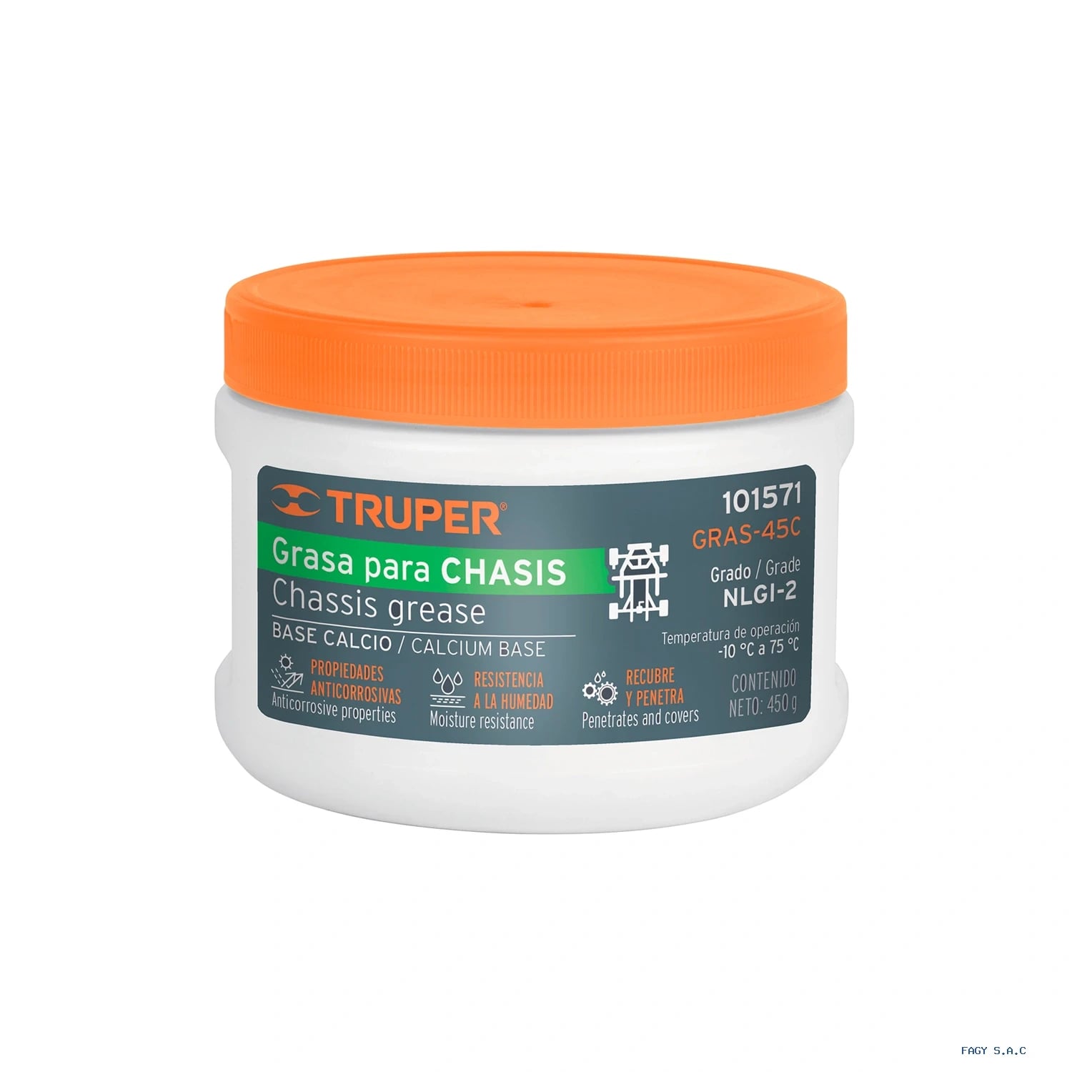 Grasa lubricante para chasis, base calcio, 450 g, Truper 101571
