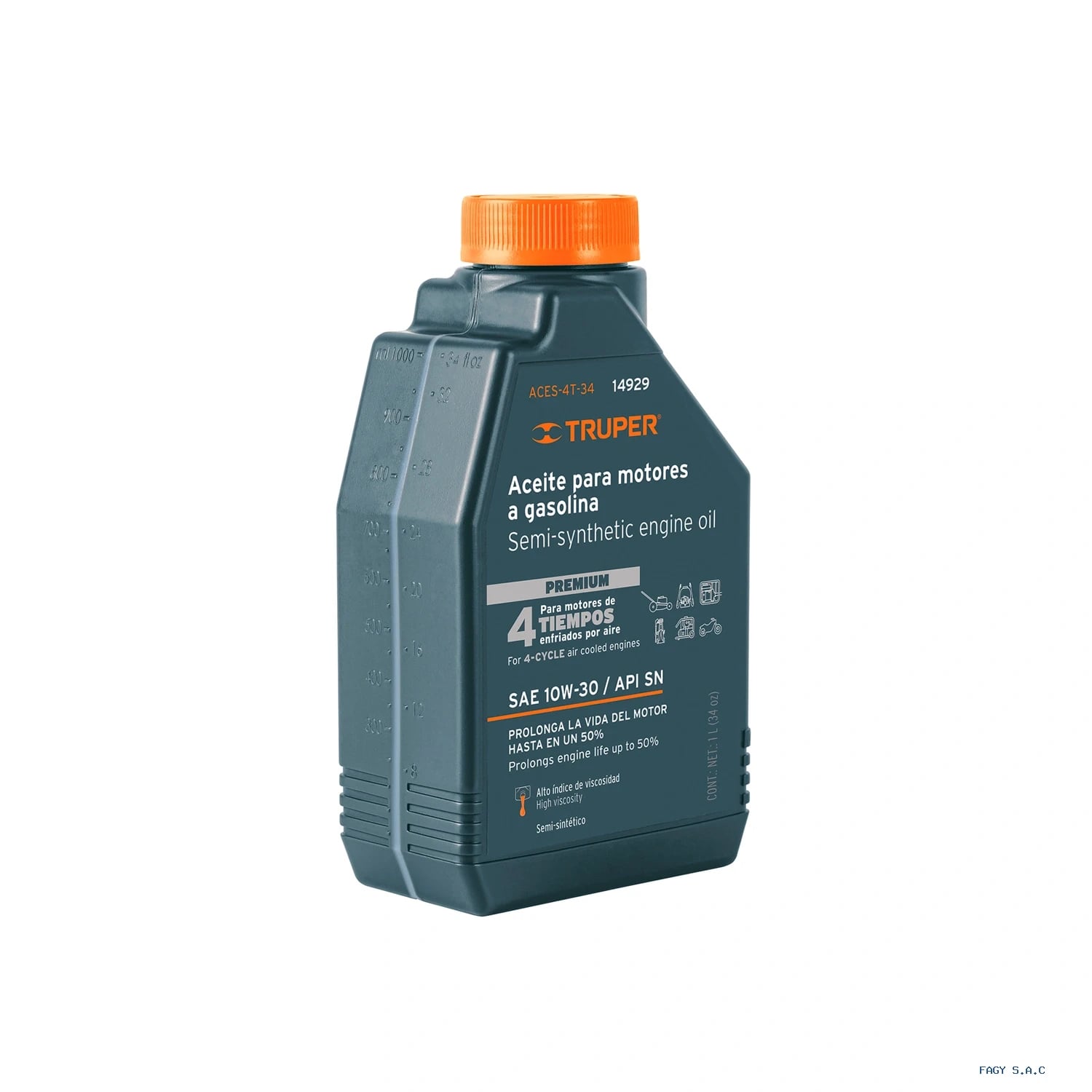 Aceite semi-sintético, 4 tiempos, 1000ml (34 oz), Truper 14929
