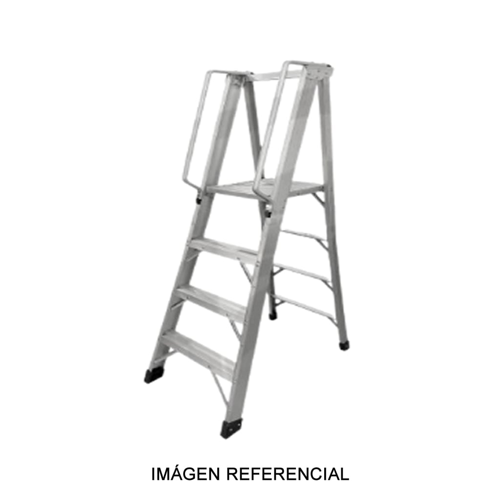 Escalera con plataforma de aluminio 150 kg