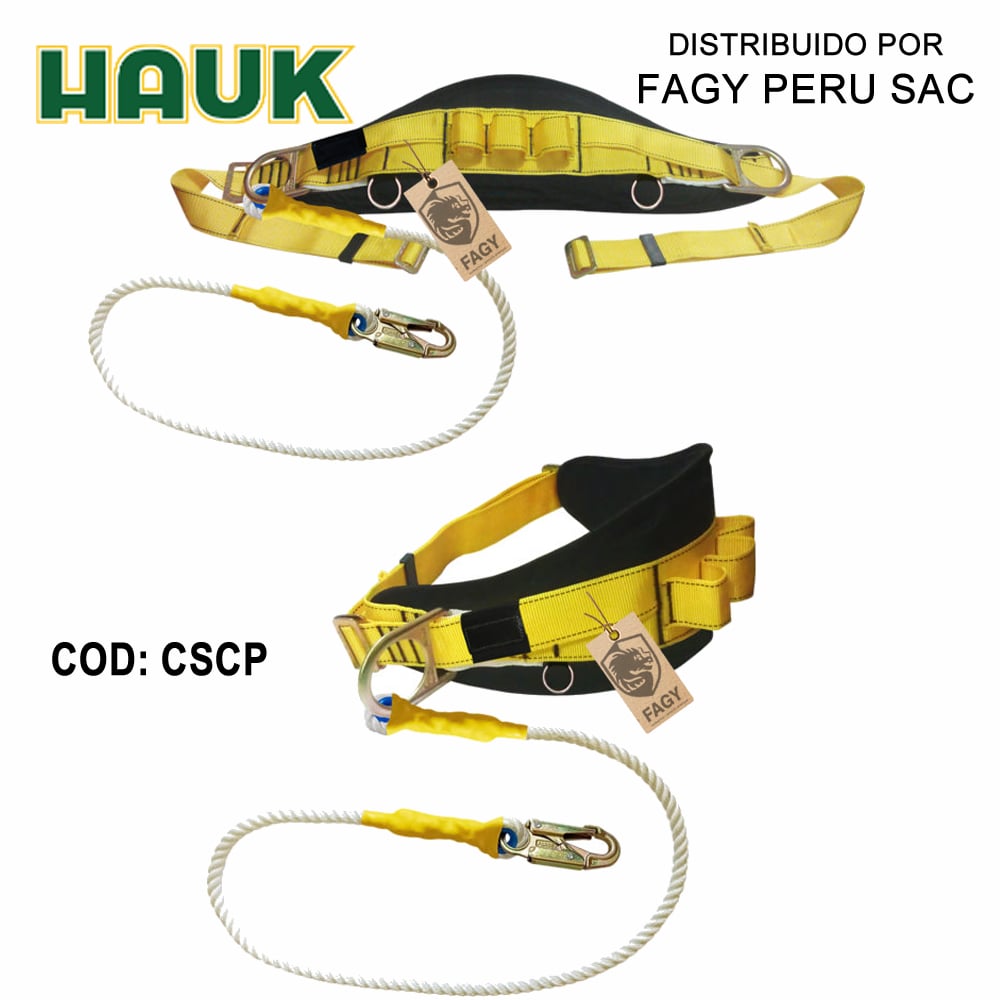Cinturon de posicionamiento talla s-m con linea de conexion 1.8m, 1 gancho 3/4″ HAUK CSCP
