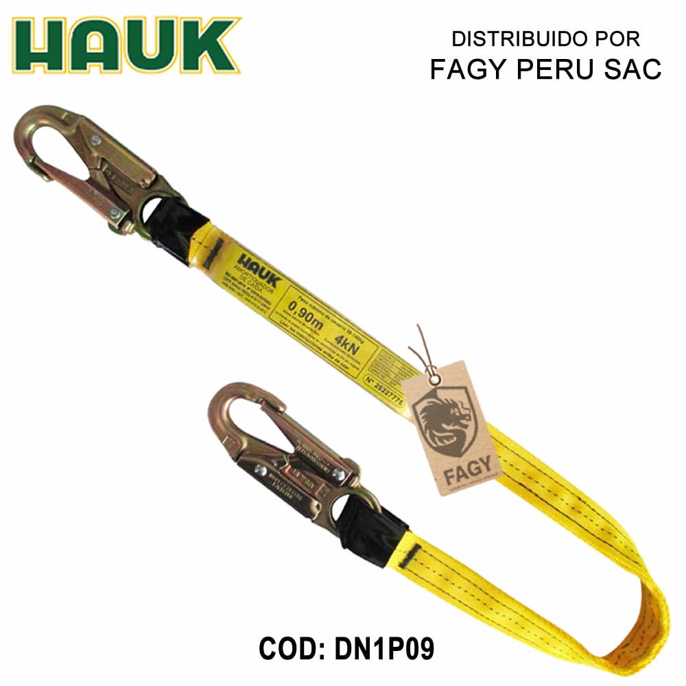 Línea conexión 0.90m amortiguador 2 ganchos 3/4″ Hauk DN1P09