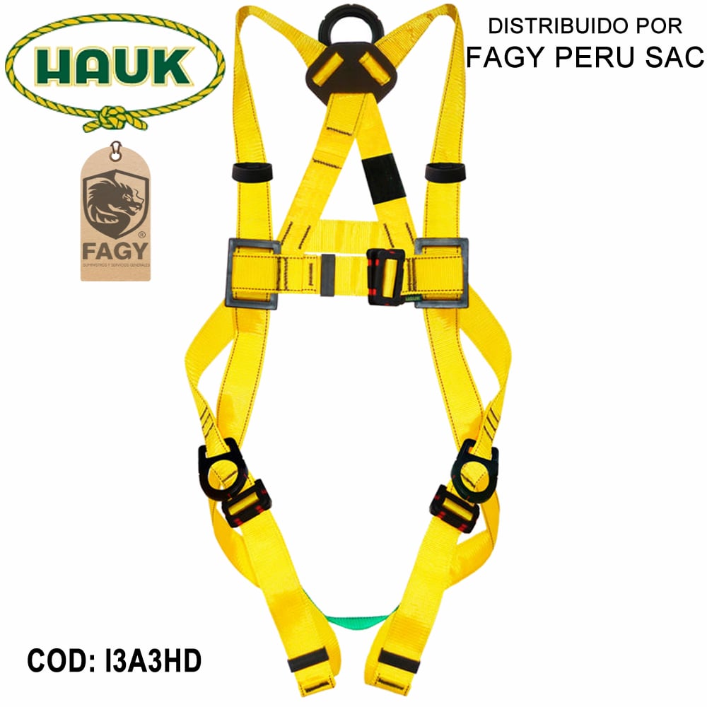 Arnes dielectrico de 3 anillas y 3 hebillas Hauk I3A3HD
