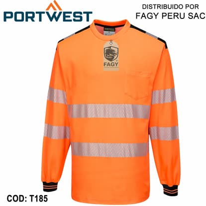 Camiseta de alta visibilidad de manga larga pw3 t185 - PORTWEST