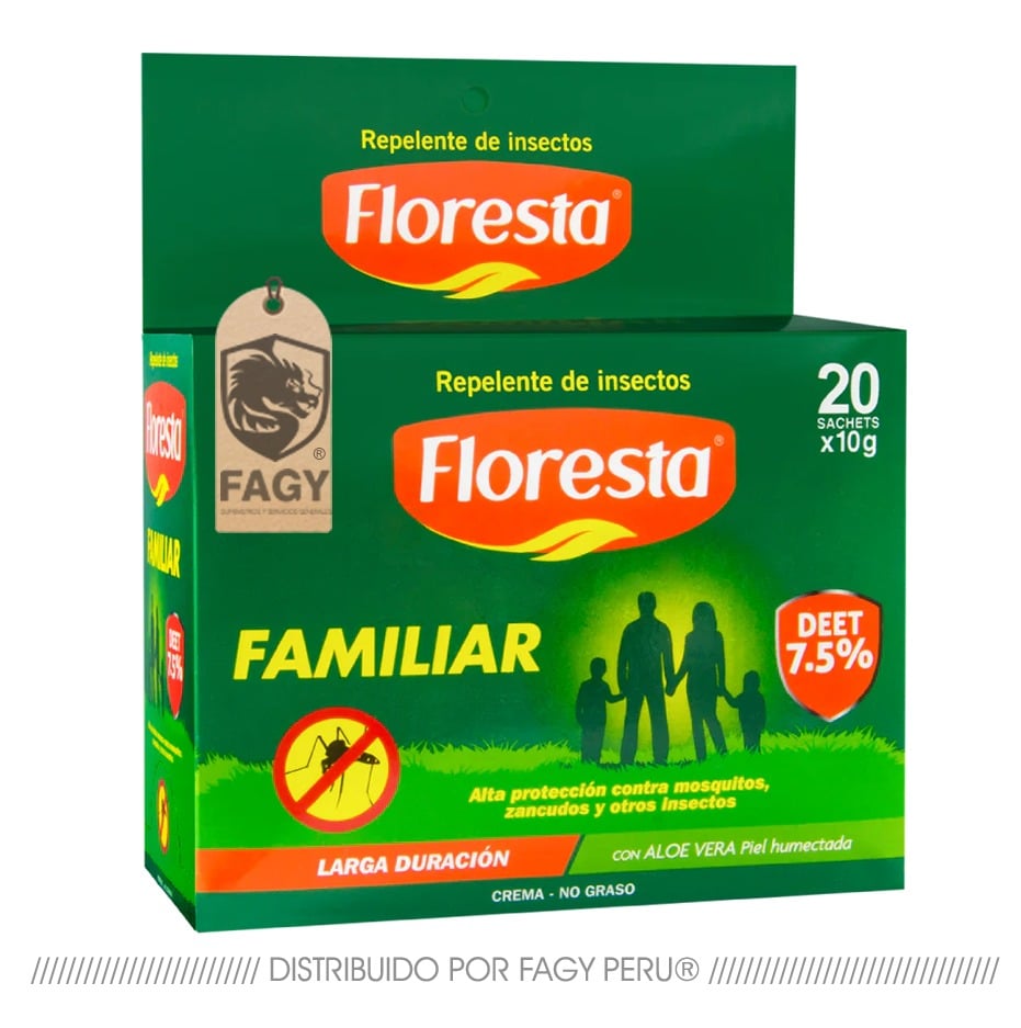 Repelente Floresta Familiar Crema 7.5% Deet sachet 10 g. x 20 unid