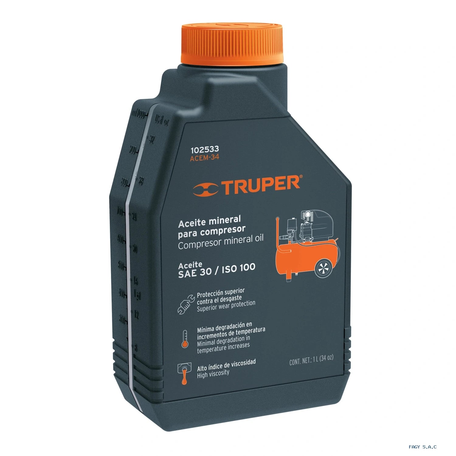 Aceite mineral para compresor, 1000ml (34oz), Truper 102533