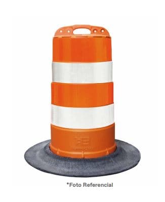 Cilindro vial naranja con 2 cintas reflectivas con base de caucho - Hammer Blocs